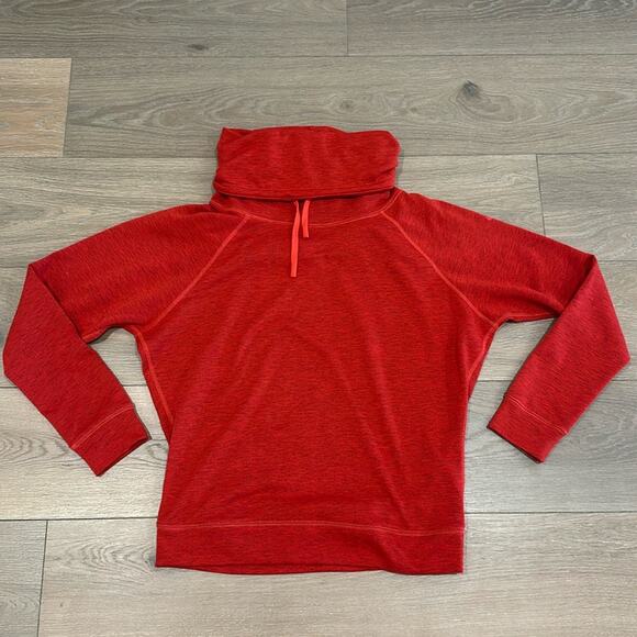 NIKE Heathered Red Rolled Cowl Neck Long Sleeve Pullover Sweatshirt Top Size S - Picture 1 of 13